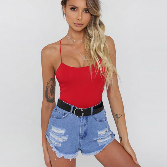 LAST M❤️Sexy straps criss cross open back bodysuit - Picture 2 of 6